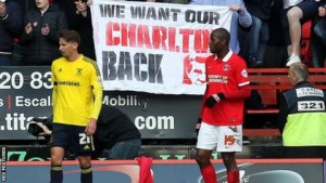Protests during Charlton's 2-0 win over Middlesbrough