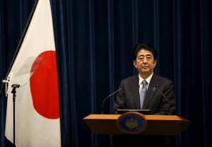 Prime Minister Shinzo Abe of Japan speaks at a press conference in Tokyo on Aug. 14, 2015. Credit: Toru Hanai/Reuters.