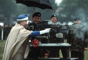  Queen Elizabeth during a royal visit to Surrey National Shooting Centre